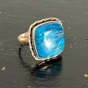 Move out sale!! Sterling silver ring with Blue Apatite stone